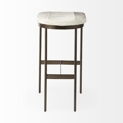 Gold Leather & Metal Backless Bar Chair