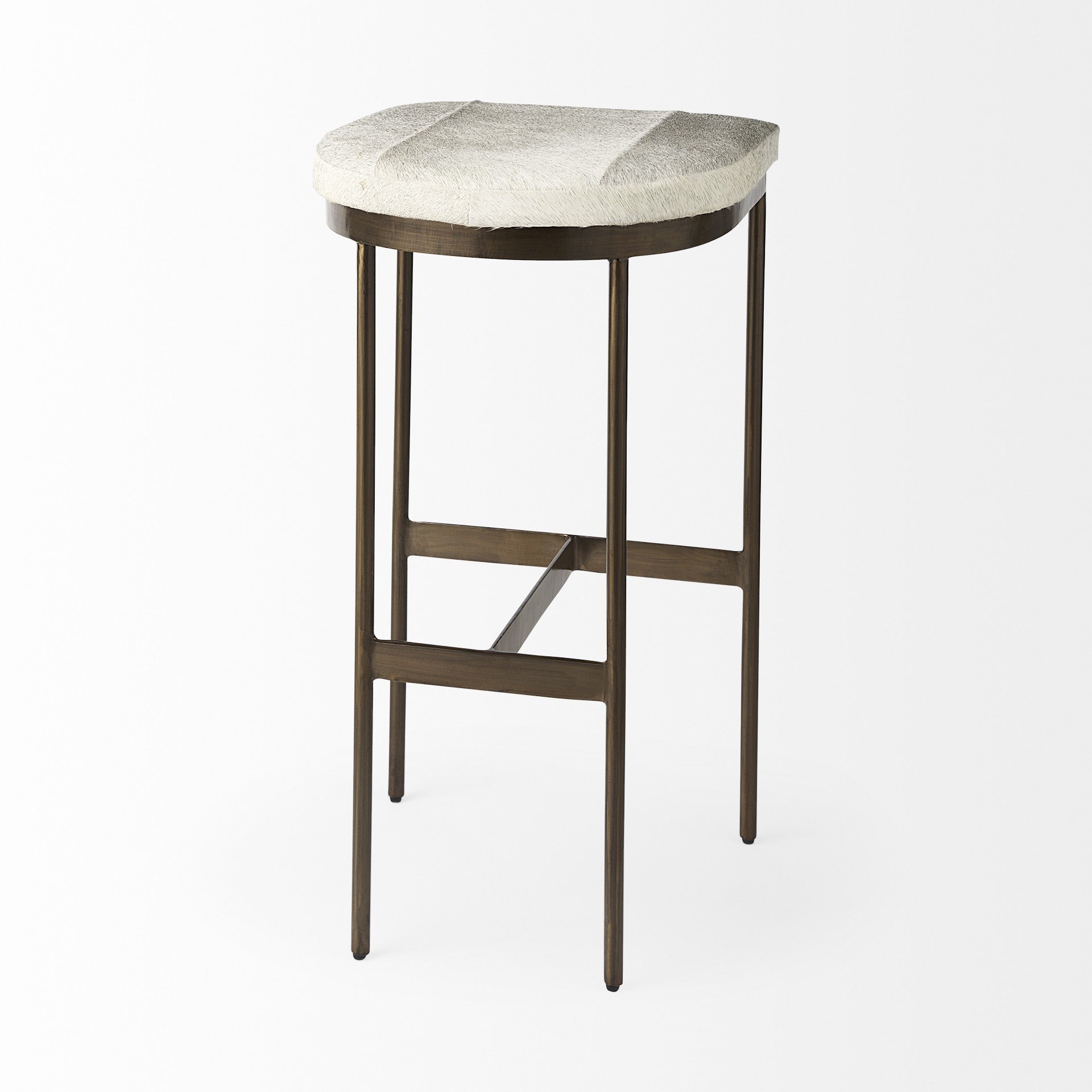 Gold Leather & Metal Backless Bar Chair