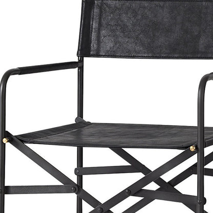 Black Leather & Metal Bar Height Bar Chair