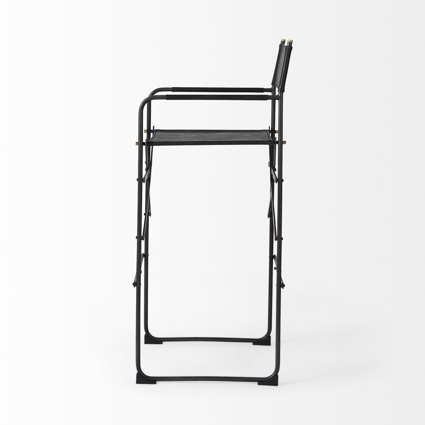 Black Leather & Metal Bar Height Bar Chair