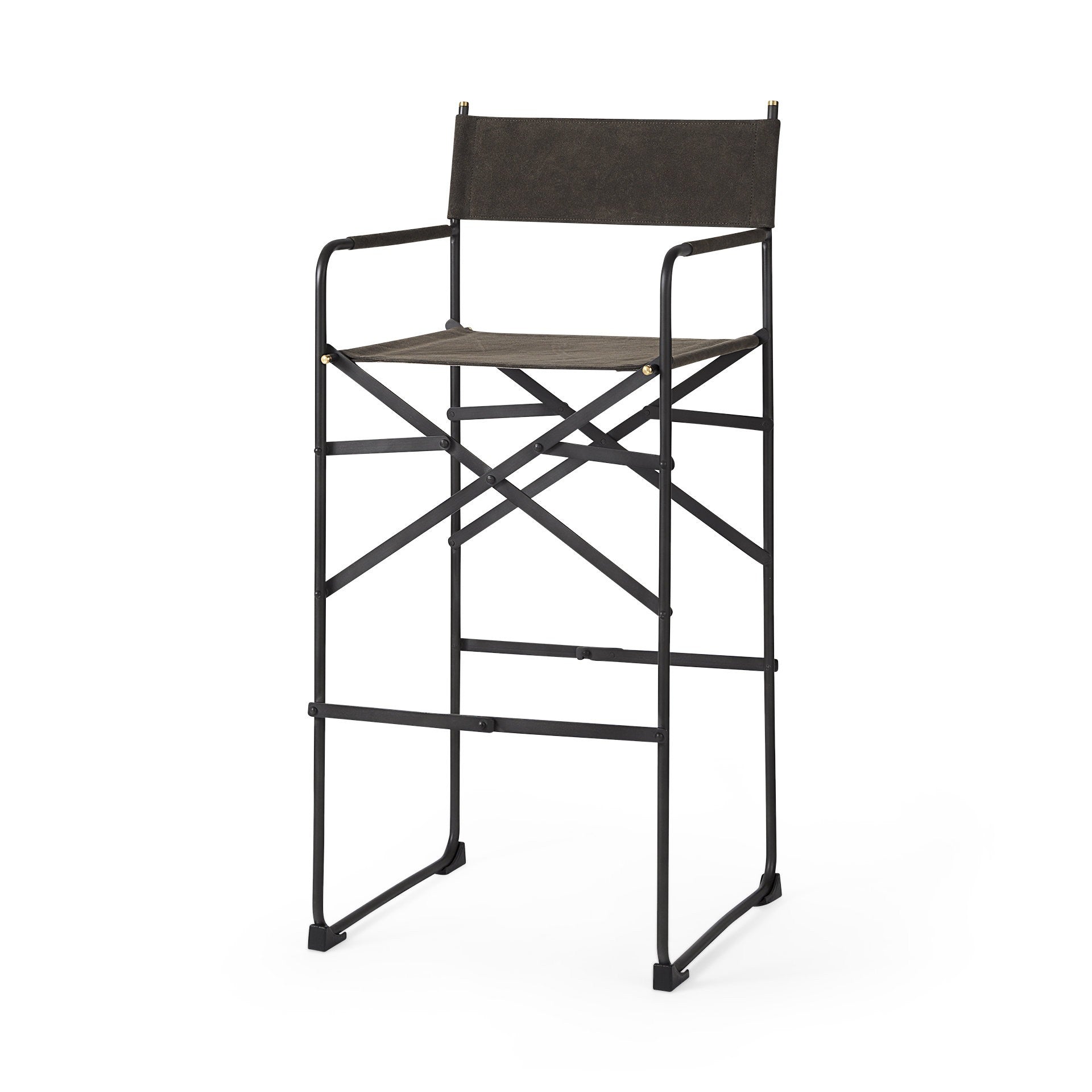 Brown & Black Leather & Metal Bar Chair