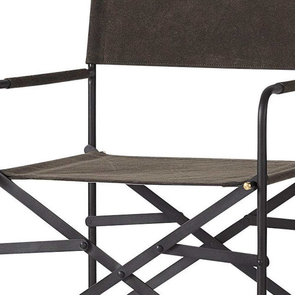 Brown & Black Leather & Metal Bar Chair