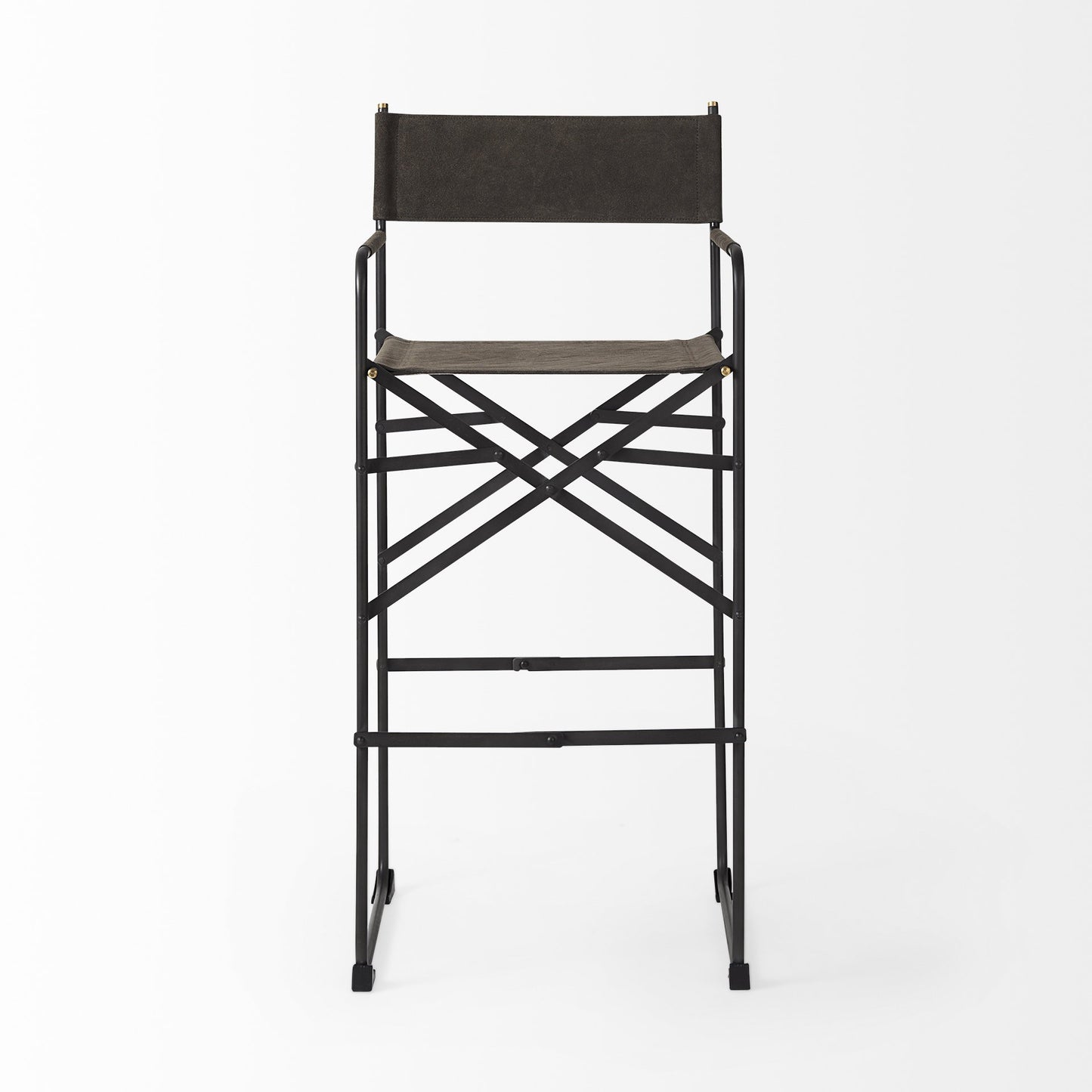 Grayson Brown & Black Leather & Metal Bar Chair