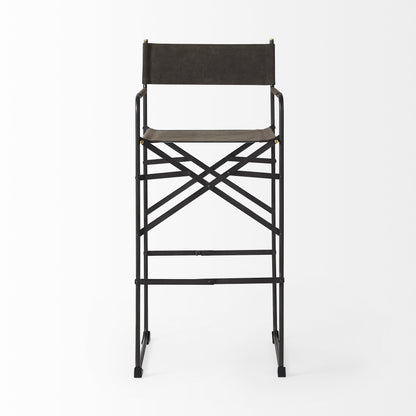 Grayson Brown & Black Leather & Metal Bar Chair