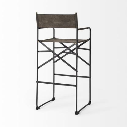 Brown & Black Leather & Metal Bar Chair