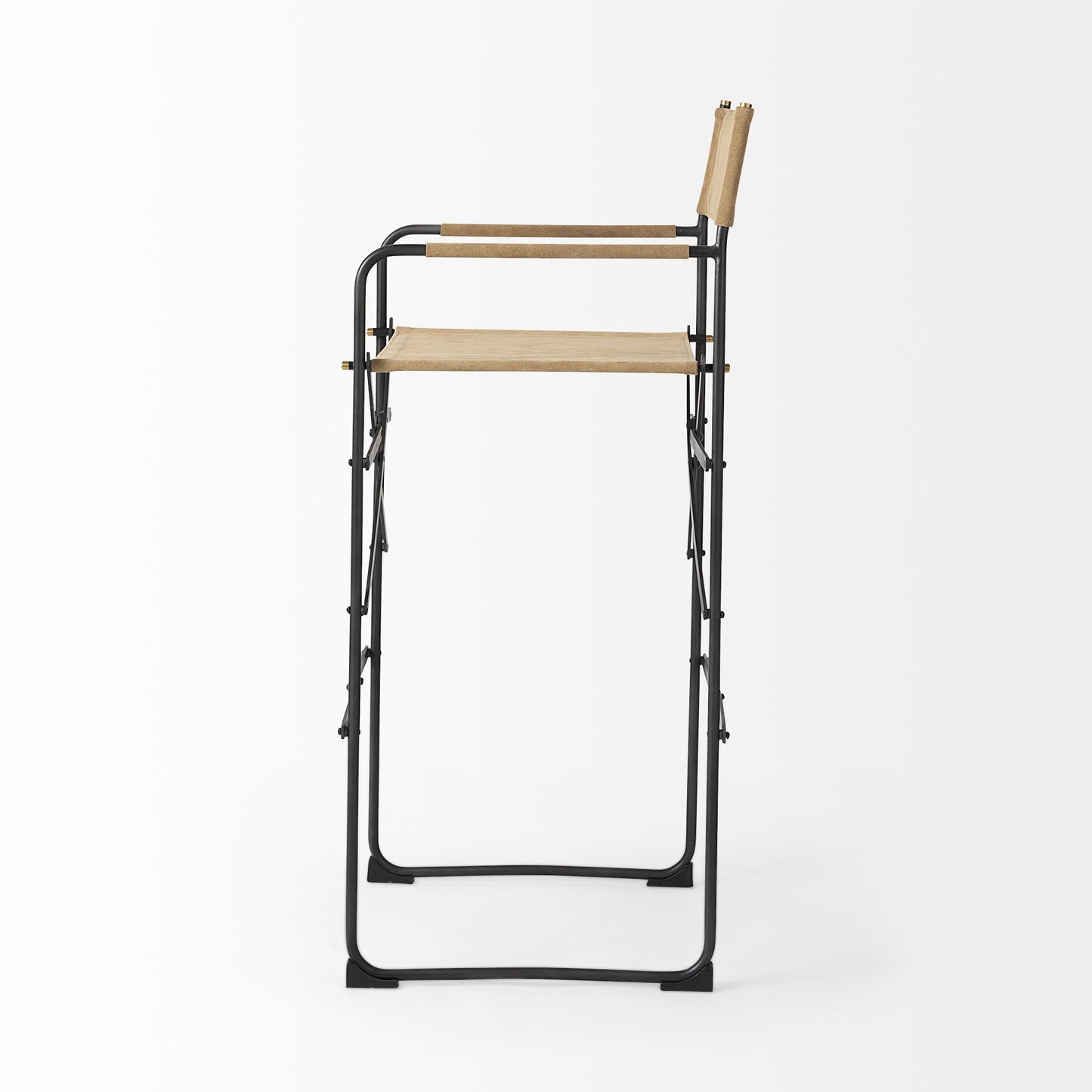 Brown & Black Leather & Iron Bar Chair