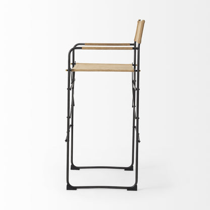 Brown & Black Leather & Iron Bar Chair