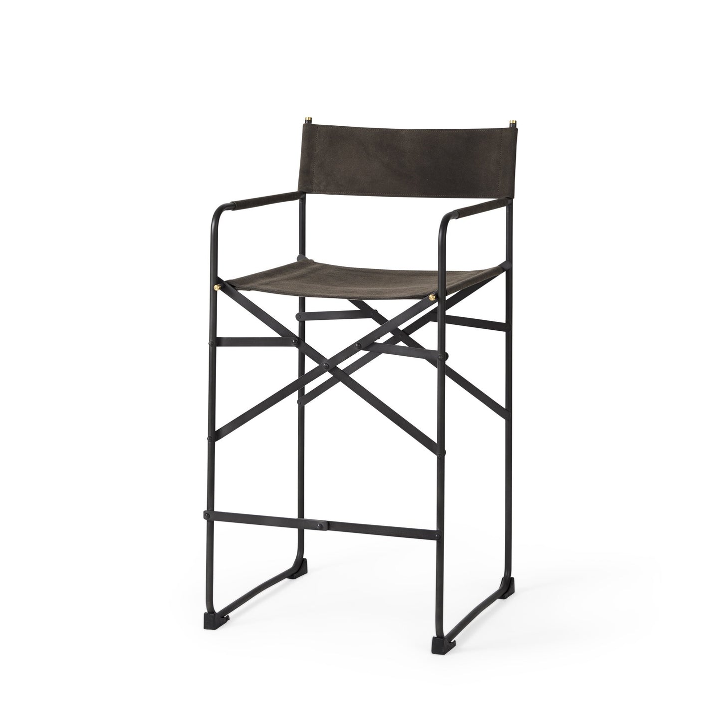 Asher Brown & Black Leather & Metal Bar Chair