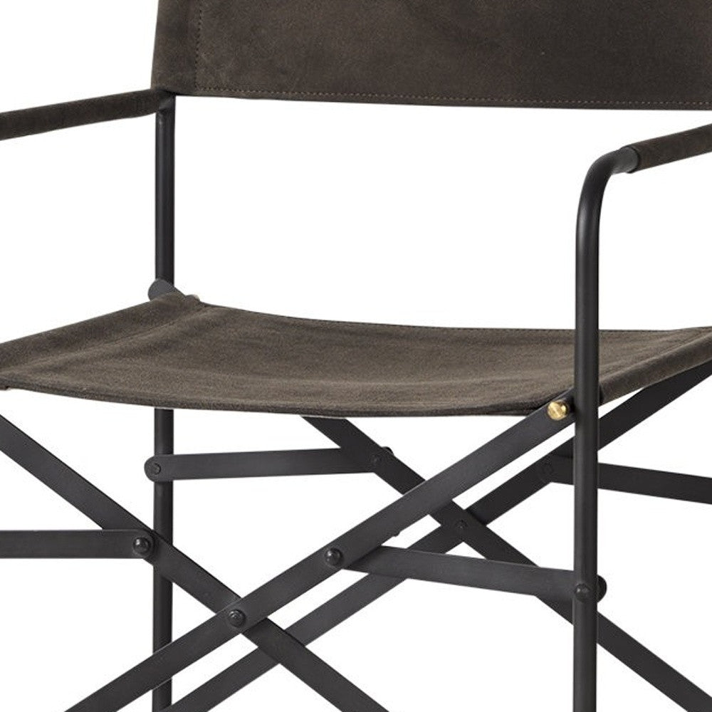 Brown & Black Leather & Metal Bar Chair