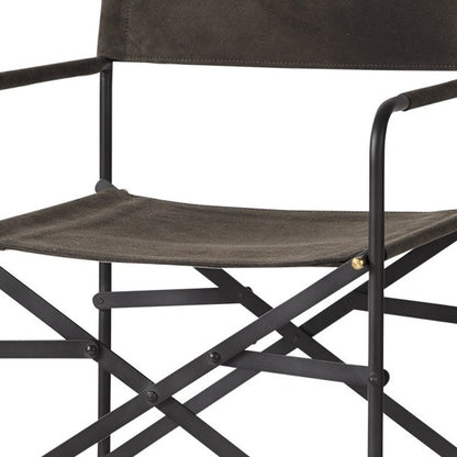 Brown & Black Leather & Metal Bar Chair