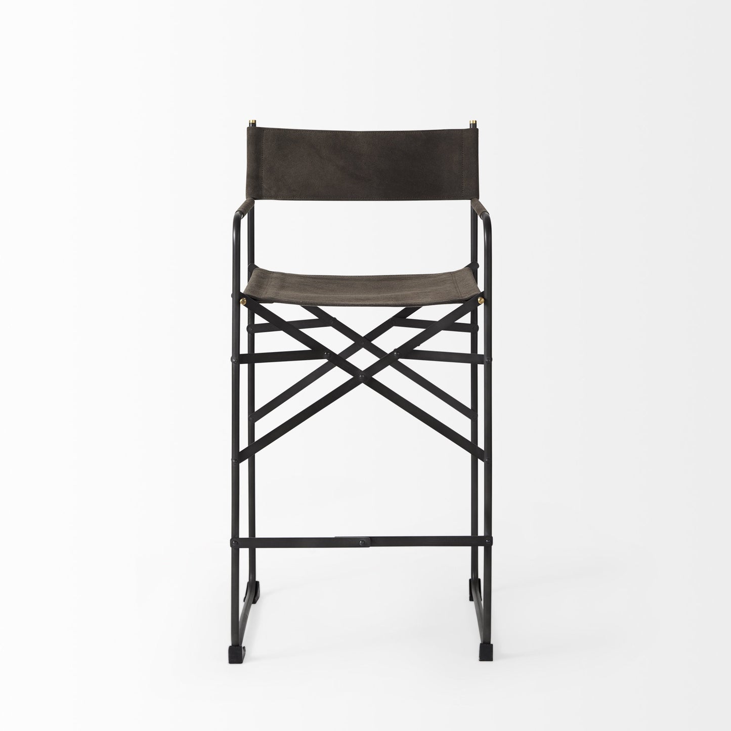 Brown & Black Leather & Metal Bar Chair