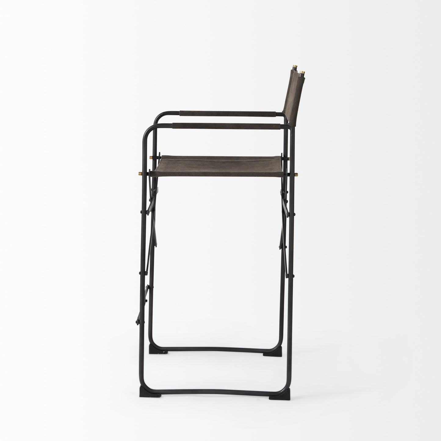 Brown & Black Leather & Metal Bar Chair
