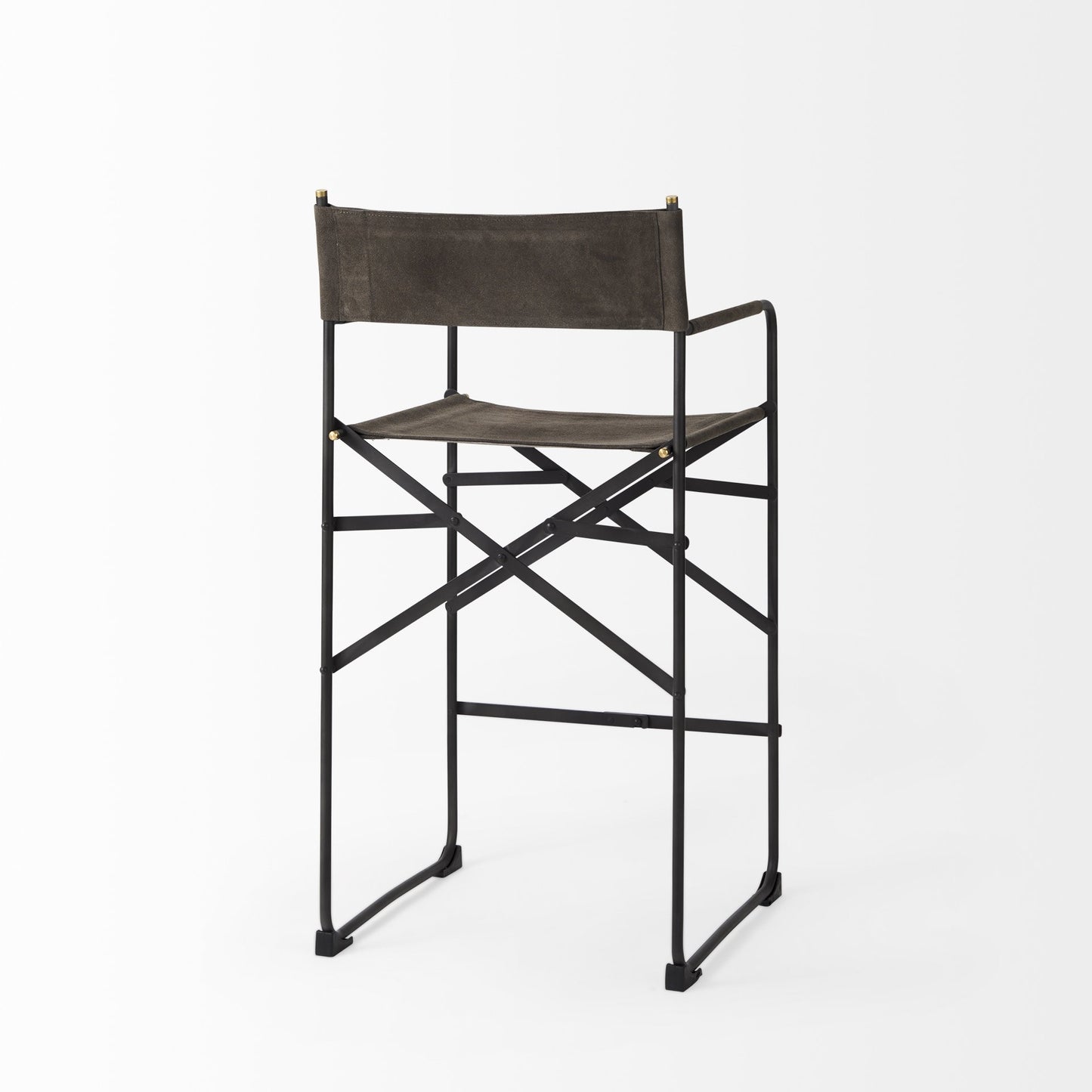 Brown & Black Leather & Metal Bar Chair