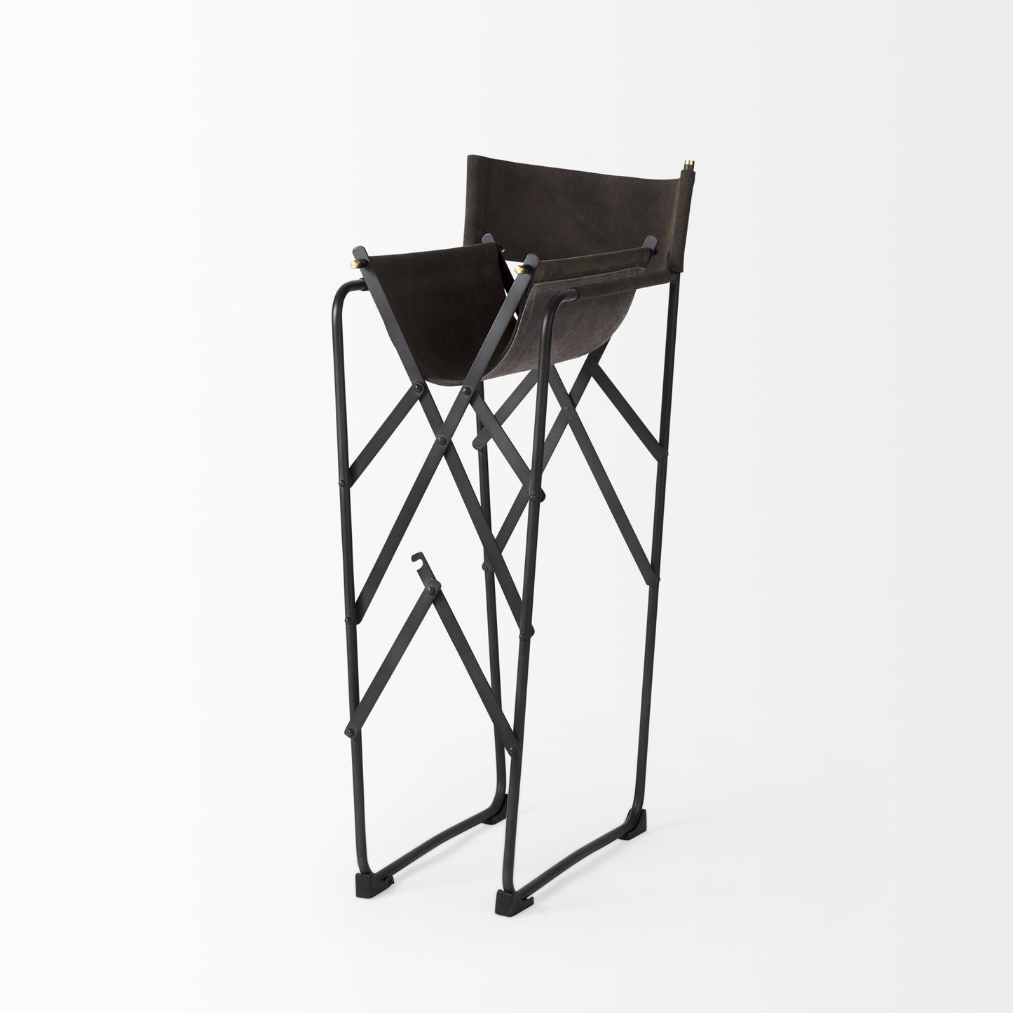 Brown & Black Leather & Metal Bar Chair