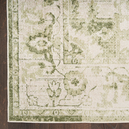 Nourison Astra Ivory & Green Pet Friendly Machine Washable Rug - Corner