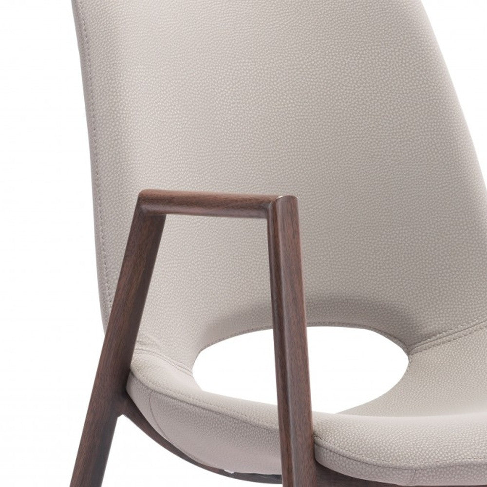 Beige & Brown Faux Leather Dining Chairs - Set of 2