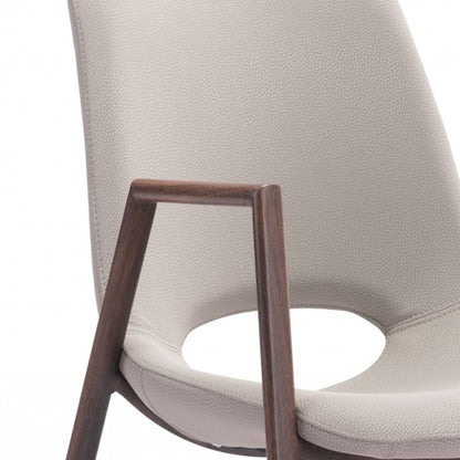 Beige & Brown Faux Leather Dining Chairs - Set of 2