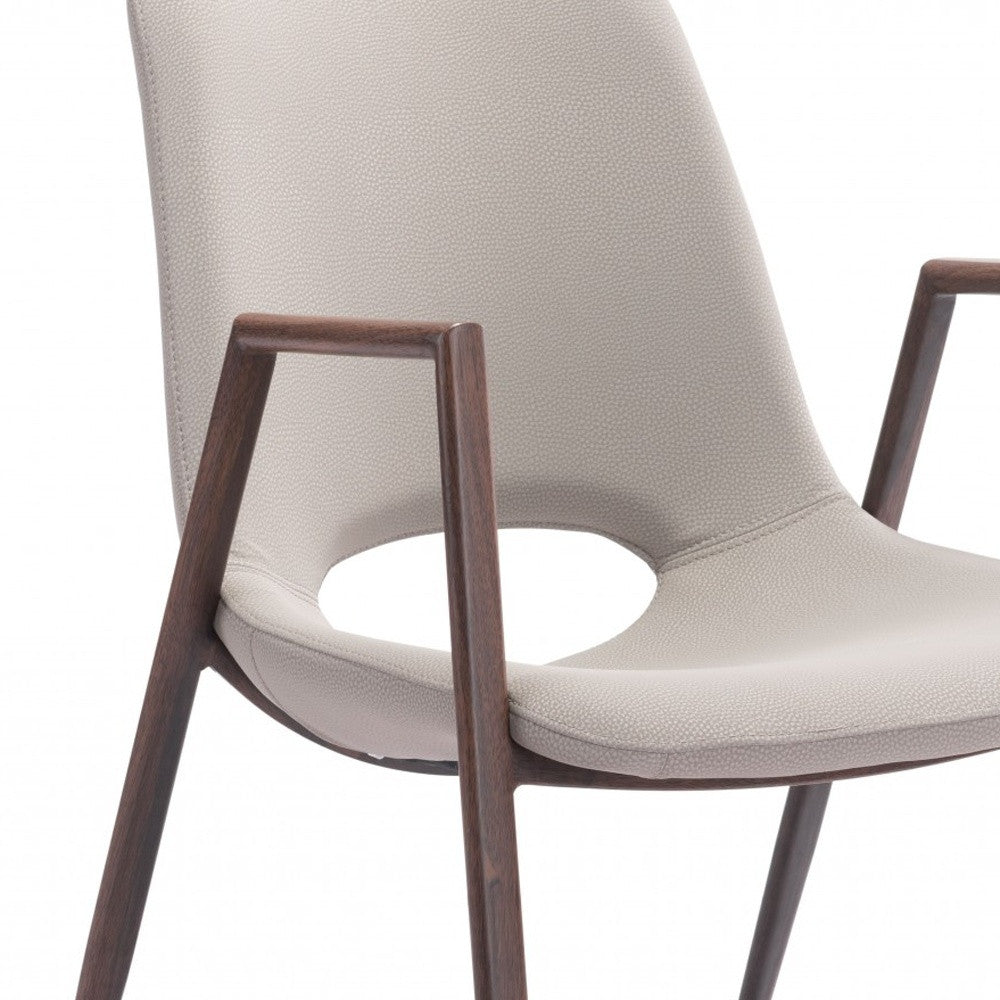 Beige & Brown Faux Leather Dining Chairs - Set of 2