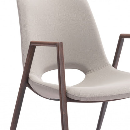 Beige & Brown Faux Leather Dining Chairs - Set of 2