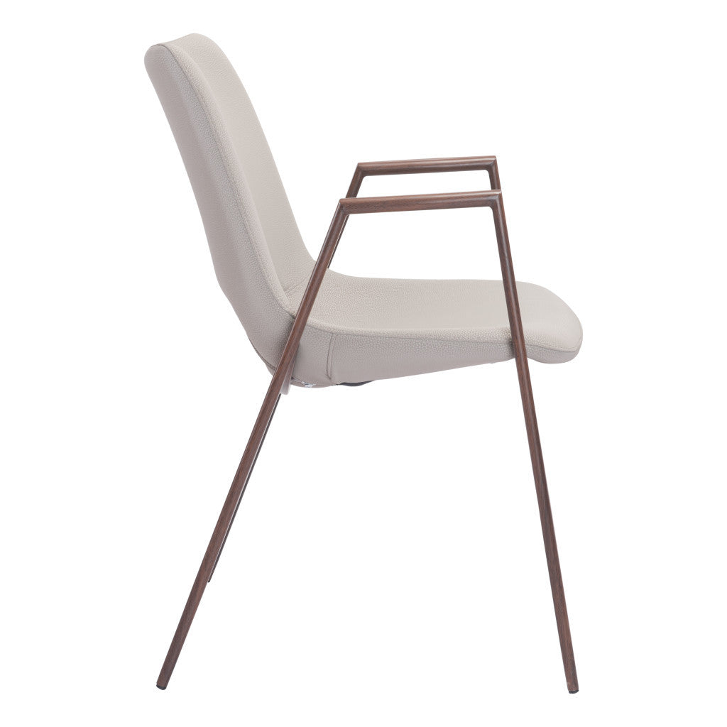 Beige & Brown Faux Leather Dining Chairs - Set of 2