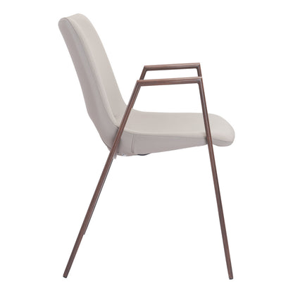 Beige & Brown Faux Leather Dining Chairs - Set of 2