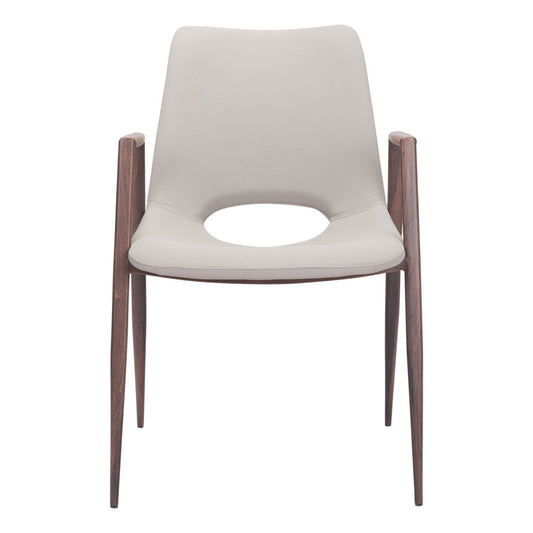Beige & Brown Faux Leather Dining Chairs - Set of 2