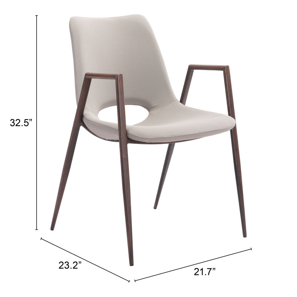 Beige & Brown Faux Leather Dining Chairs - Set of 2