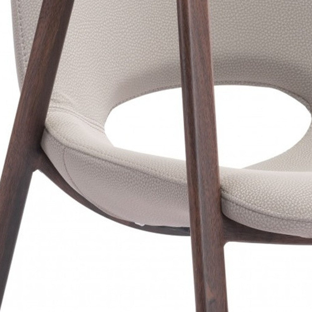 Beige & Brown Faux Leather Dining Chairs - Set of 2