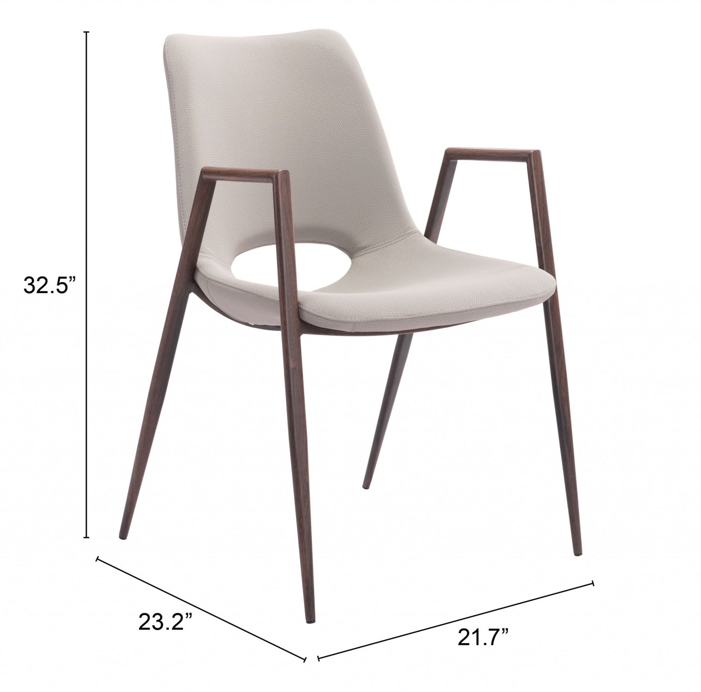 Beige & Brown Faux Leather Dining Chairs - Set of 2