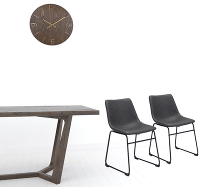 Black Solid Back Dining Chairs - Set of 2