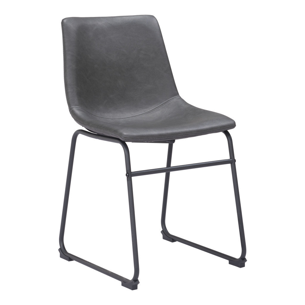 Black Solid Back Dining Chairs - Set of 2