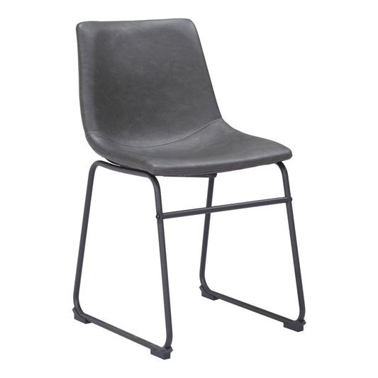 Black Solid Back Dining Chairs - Set of 2