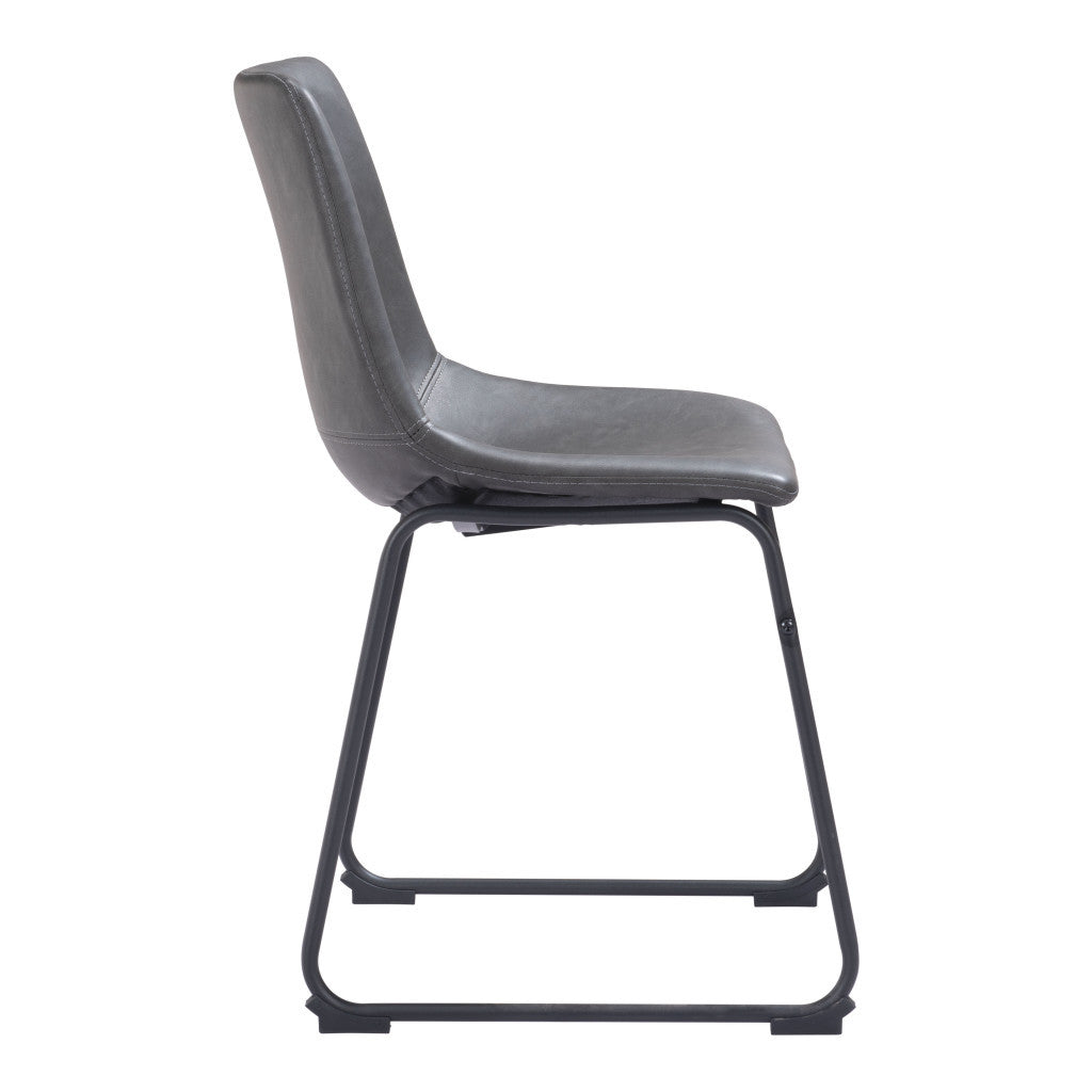 Black Solid Back Dining Chairs - Set of 2