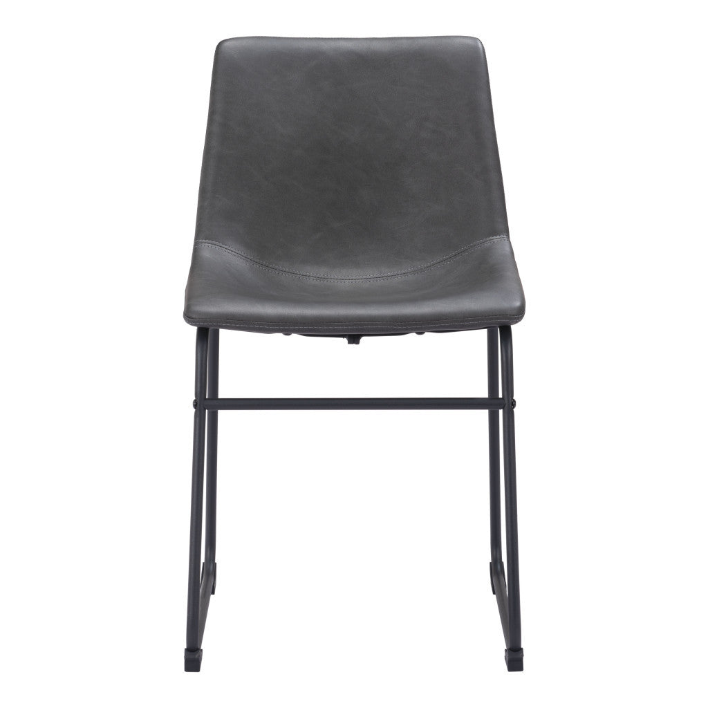 Black Solid Back Dining Chairs - Set of 2