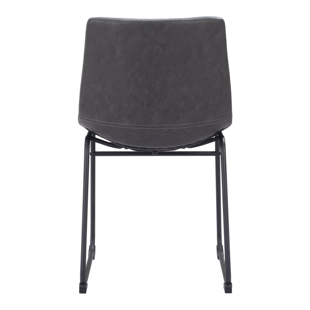Black Solid Back Dining Chairs - Set of 2