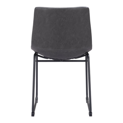 Black Solid Back Dining Chairs - Set of 2