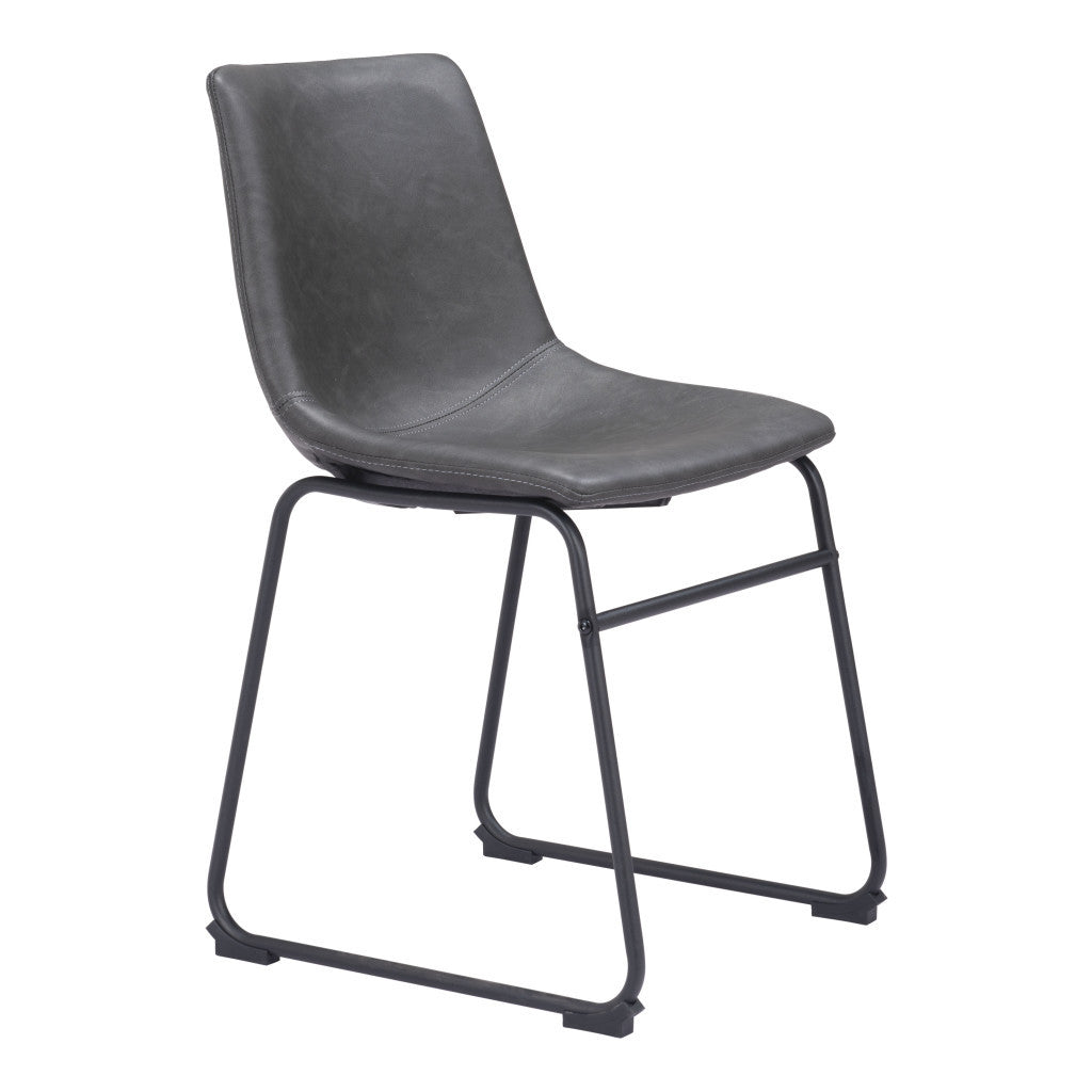 Black Solid Back Dining Chairs - Set of 2