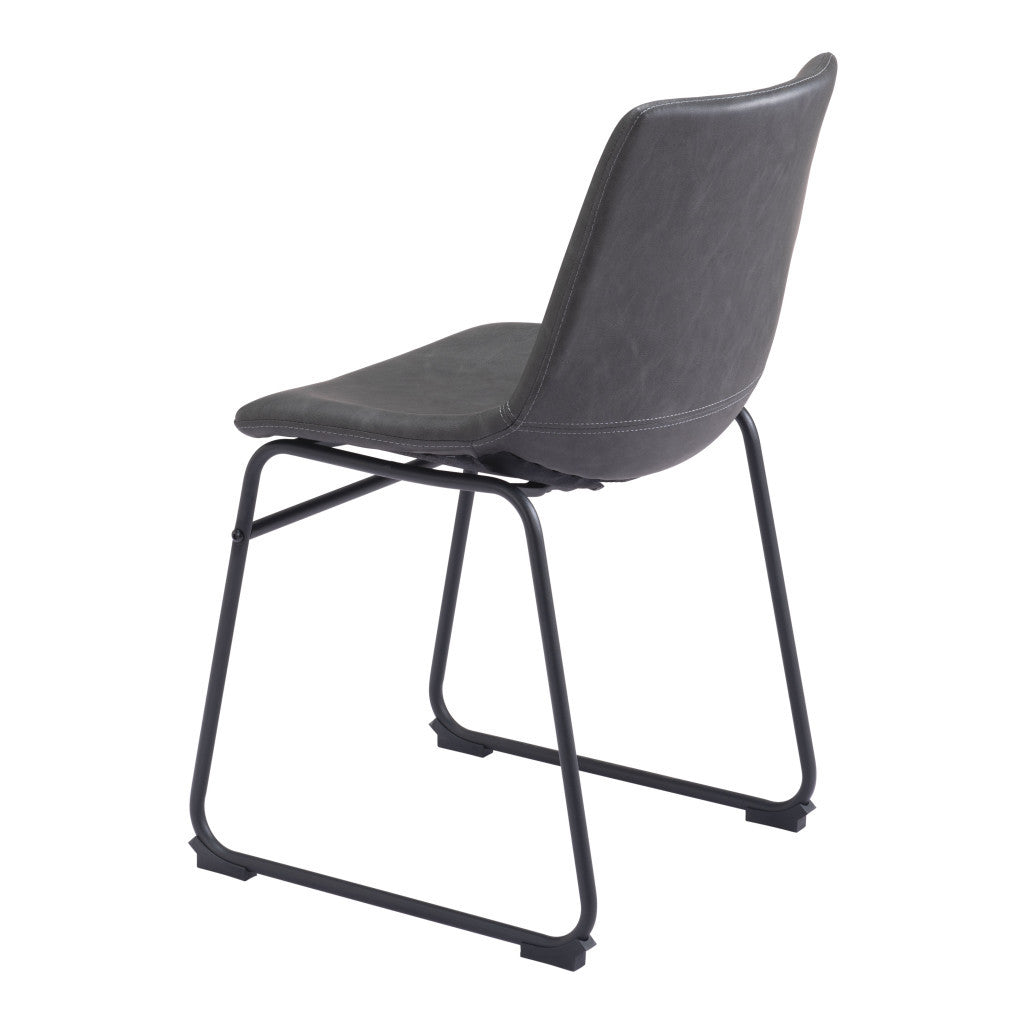 Black Solid Back Dining Chairs - Set of 2