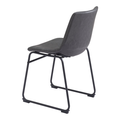 Black Solid Back Dining Chairs - Set of 2