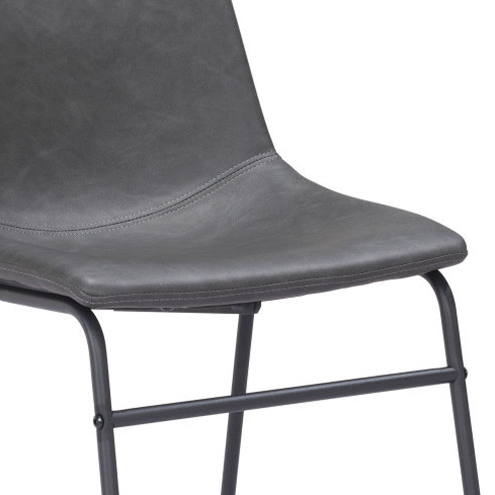 Black Solid Back Dining Chairs - Set of 2