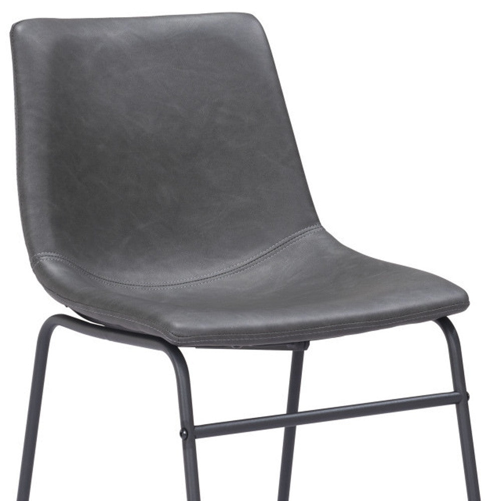 Black Solid Back Dining Chairs - Set of 2