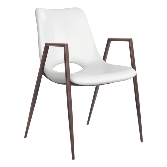 White & Brown Faux Leather Dining Chairs - Set of 2