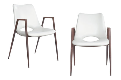 White & Brown Faux Leather Dining Chairs - Set of 2