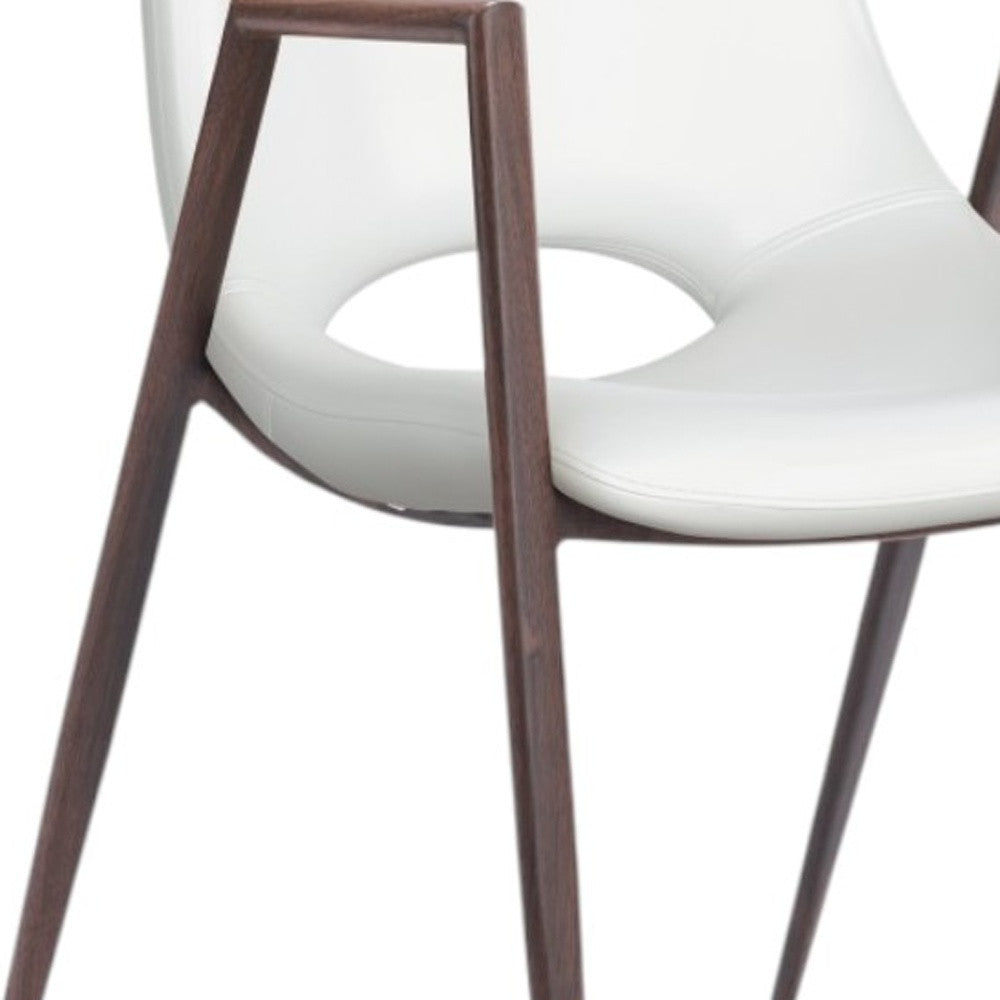 White & Brown Faux Leather Dining Chairs - Set of 2