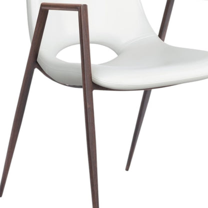 White & Brown Faux Leather Dining Chairs - Set of 2