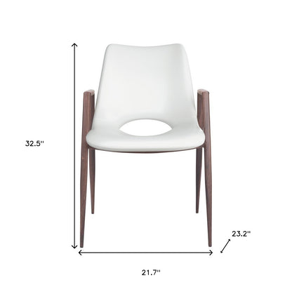 White & Brown Faux Leather Dining Chairs - Set of 2