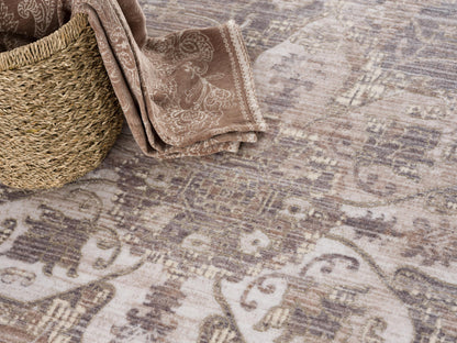 7 x 9 Beige & Ivory Medallion Power Loom Rug
