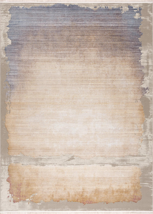7 x 9 Beige & Blue Non Skid Rug