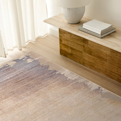 7 x 9 Beige & Blue Non Skid Rug