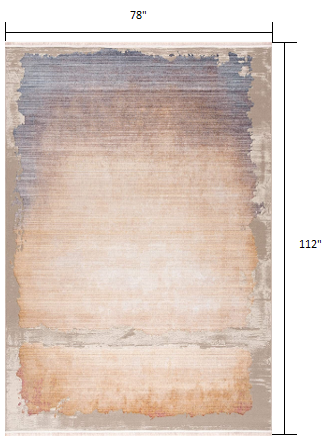 7 x 9 Beige & Blue Non Skid Rug